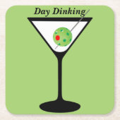 Day Dinking - Pickleball Martini Olive Pickleball Kartonnen Onderzetters (Voorkant)