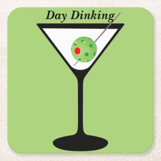 Day Dinking - Pickleball Martini Olive Pickleball Kartonnen Onderzetters (Voorkant)