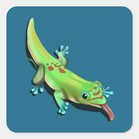 Day Gecko – het claimen van territorium Vierkante Sticker (Voorkant)
