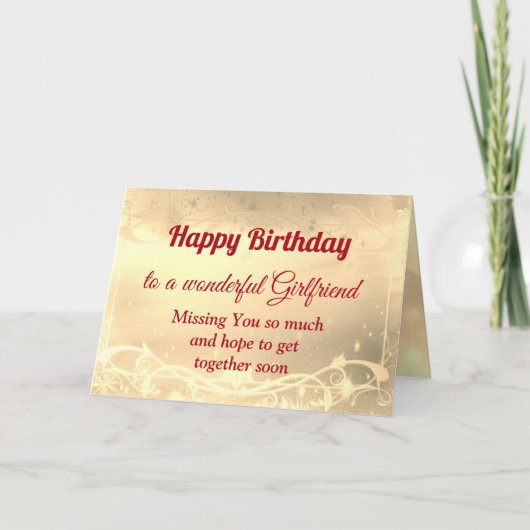 Day Happy Birthday Girlfriend Card Kaart (Voorkant)