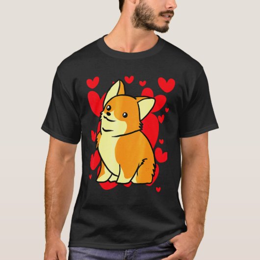 Day Hearts Romantic Corgi T-shirt (Voorkant)