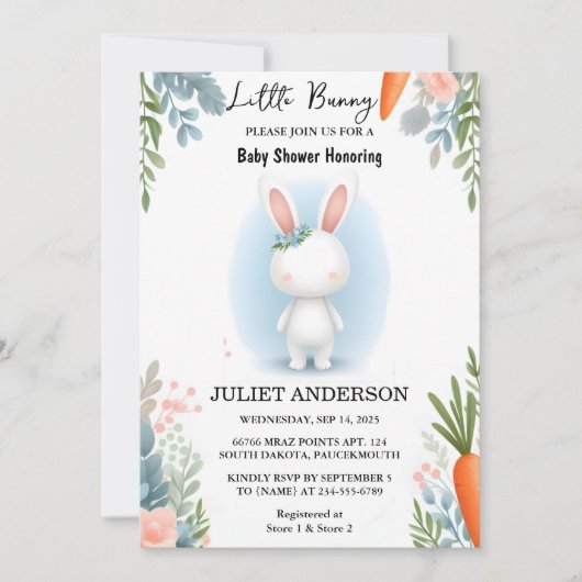 Day Mom to be Ear Hop Blue Pink Bunny Baby shower Kaart (Voorkant)