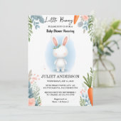 Day Mom to be Ear Hop Blue Pink Bunny Baby shower Kaart (Staand voorkant)