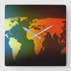 Day & night world map clock vierkante klok
