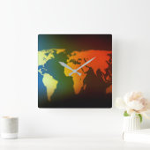 Day & night world map clock vierkante klok (Huis)