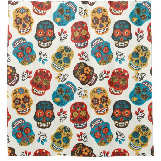 Day of Dead, naadloos patroon. Douchegordijn (Voorkant)
