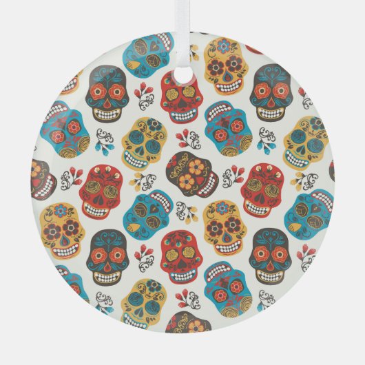 Day of Dead, naadloos patroon. Glas Ornament (Voorkant)