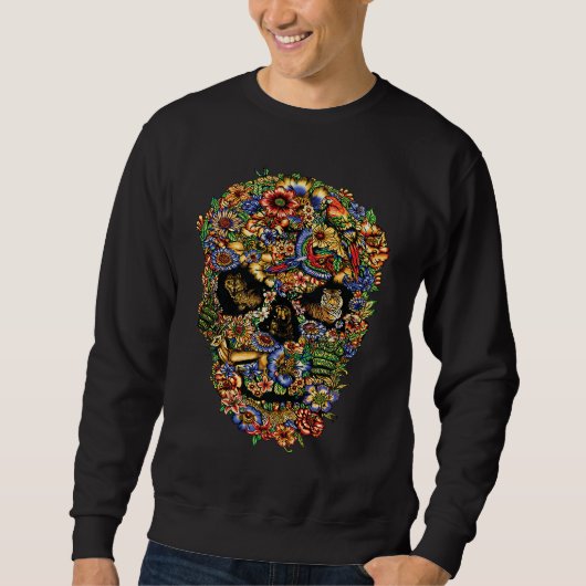 Day of Dead Outfit Floral Sugar Skull Trui (Voorkant)