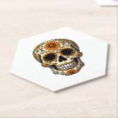 Day Of Dead Sugar Skull Floral Skeleton Head Bone  Kartonnen Onderzetters (Schuin)