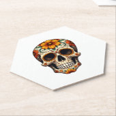 Day Of Dead Sugar Skull Floral Skeleton Head Bone Kartonnen Onderzetters (Schuin)