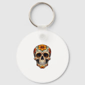 Day Of Dead Sugar Skull Floral Skeleton Head Bone  Sleutelhanger (Voorkant)
