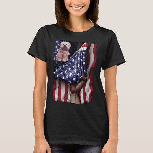 Day Of Independence US Flag Coton De Tulear T-shirt (Voorkant)