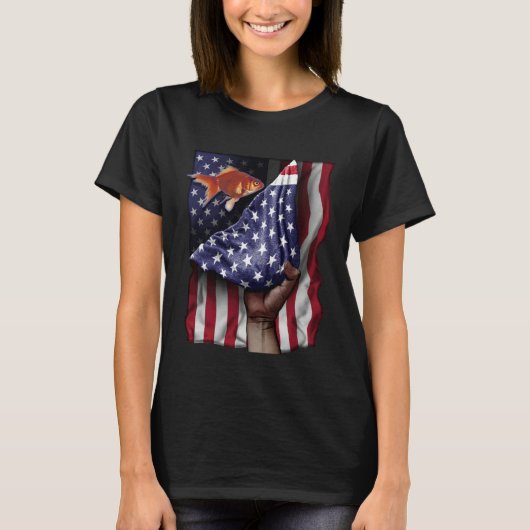 Day Of Independence US Flag Goldfish T-shirt (Voorkant)