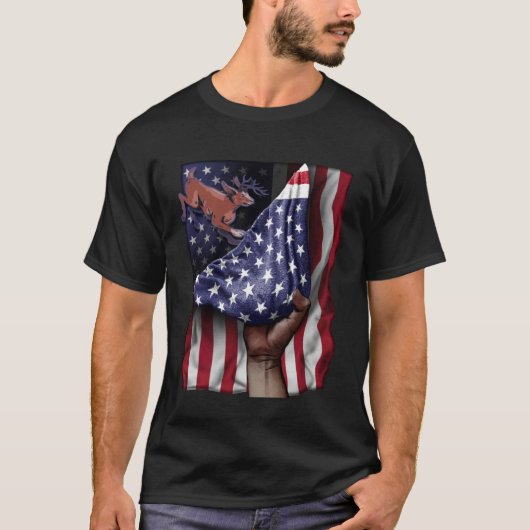 Day Of Independence US Flag Jackalope T-shirt (Voorkant)