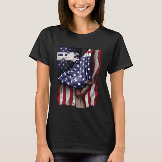 Day Of Independence US Flag Motorhome T-shirt (Voorkant)