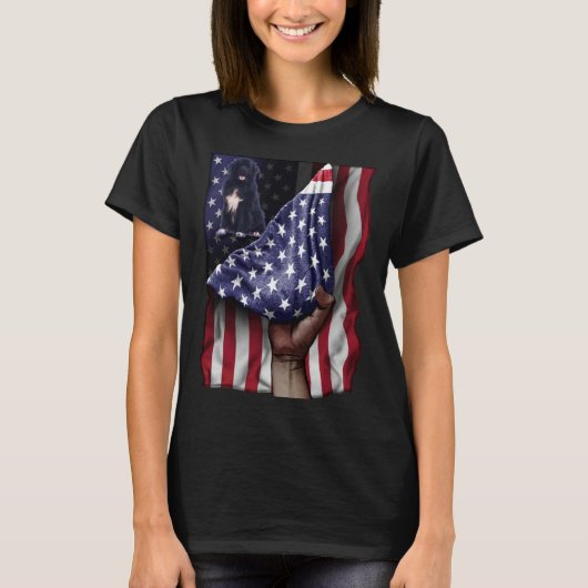 Day Of Independence US Flag Newfoundland Dog T-shirt (Voorkant)