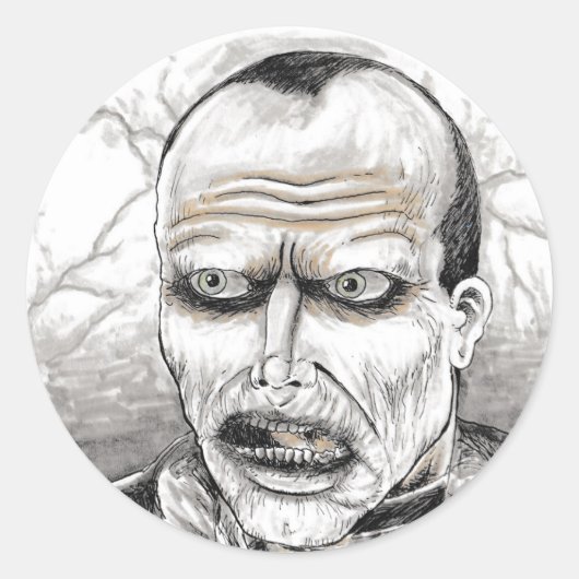 Day of the Dead Bub Zombie Art Ronde Sticker (Voorkant)