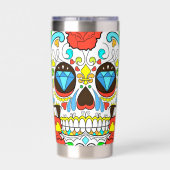Day of the Dead Colorful Skull Art Geïsoleerde Drinkbeker (Achterkant)