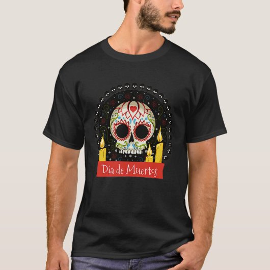 Day of the Dead Dia De Muertos Cute Sugar Skull Ca T-shirt (Voorkant)