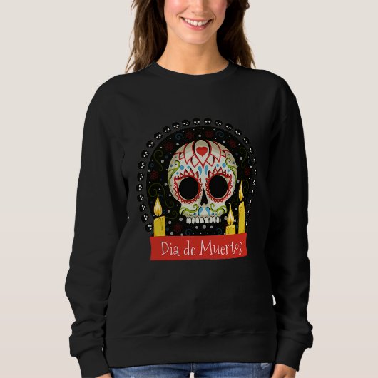 Day of the Dead Dia De Muertos Cute Sugar Skull Ca Trui (Voorkant)