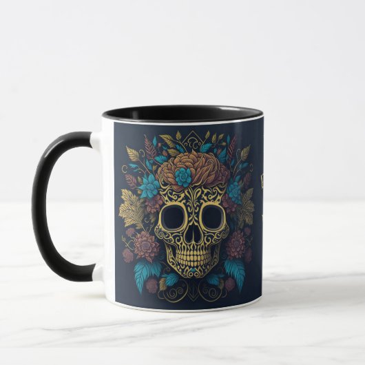 Day of the Dead Naam toevoegen Skull Black Inside Mok (Links)