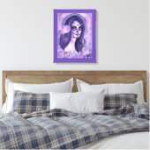 Day of the dead purple roses and butterflies Renee Canvas Afdruk (Insitu (Slaapkamer))