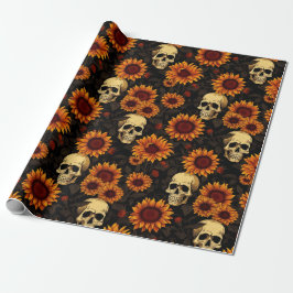 Day of the Dead Skull and Sunflowers Cadeaupapier