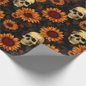 Day of the Dead Skull and Sunflowers Cadeaupapier (Hoek)