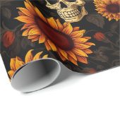 Day of the Dead Skull and Sunflowers Cadeaupapier (Rol Hoek)