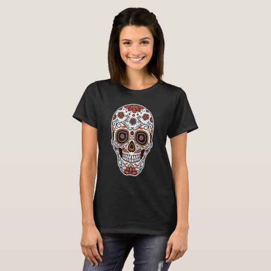 Day of the Dead Sugar Skull Candy T-shirt (Voorkant volledig)