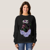 Day Of The Dead Sugar Skull Cat Purple Flowers Trui (Voorkant volledig)