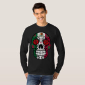 Day Of The Dead Sugar Skull Halloween Mexican Flag T-shirt (Voorkant volledig)