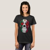 Day Of The Dead Sugar Skull Halloween Mexican Flag T-shirt (Voorkant volledig)