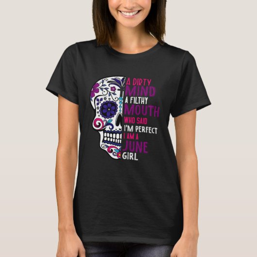 Day Of The Dead Sugar Skull  June GIrl Womens T-shirt (Voorkant)