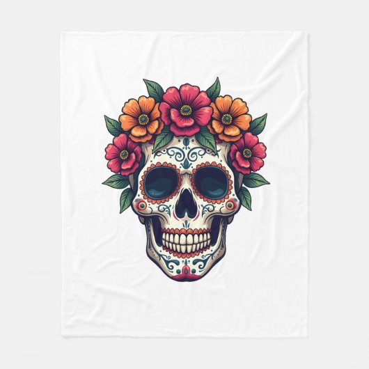 Day of the Dead Suikerschedel � Dia de los Muertos Fleece Deken (Voorkant)