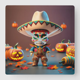 Day of the Dead wall clock Vierkante Klok