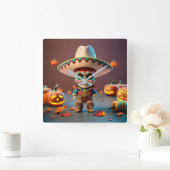 Day of the Dead wall clock Vierkante Klok (Huis)