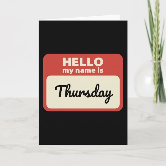 Day of the week name tag. Thursday. Kaart (Voorkant)