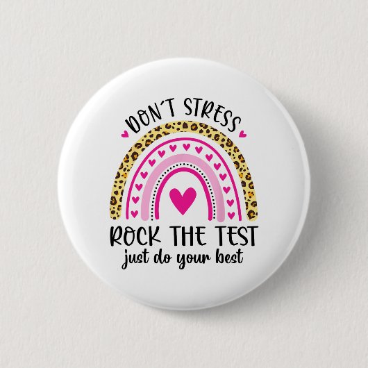 Day Rock The Test Teacher Testing Day Rainbow Teac Ronde Button 5,7 Cm (Voorkant)