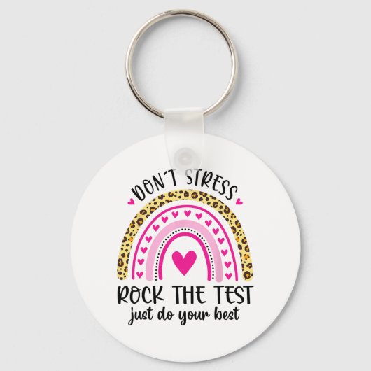 Day Rock The Test Teacher Testing Day Rainbow Teac Sleutelhanger (Voorkant)