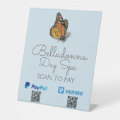 Day Spa Butterfly Scan om aangepaste QR-code te be Reclamebord Met Voetstuk (Voorkant)