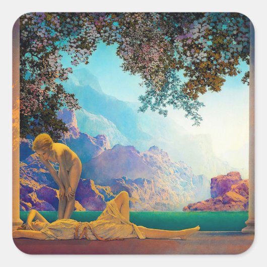 Daybreak, 1922 door Maxfield Parrish Vierkante Sticker (Voorkant)
