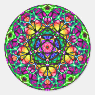 Daybreak Delight Kaleidoscope Mandala Ronde Sticker