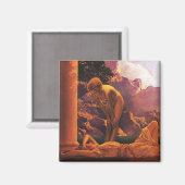 "Daybreak"(detail), door Maxfield Parrish Magneet (Voorkant / Achterkant)