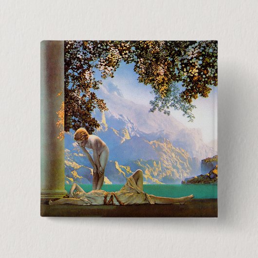 Daybreak - door Maxfield Parrish Vierkante Button 5,1 Cm (Voorkant)