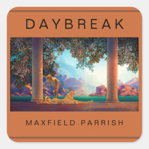 DAYBREAK Maxfield Parrish 1922 .. Hi-Def Flat Kaar Vierkante Sticker