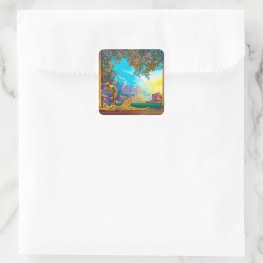 Daybreak Maxfield Parrish Vierkante Sticker (Tas)