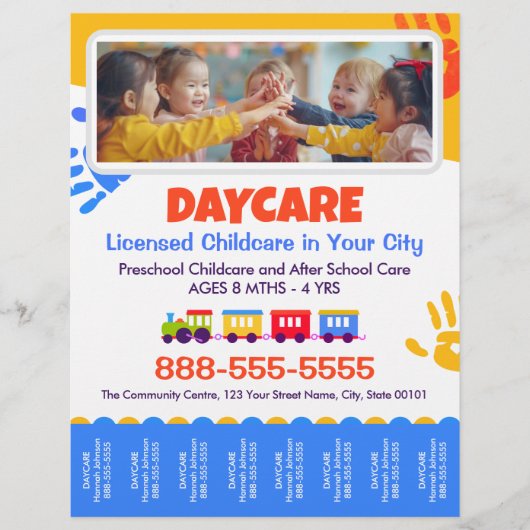 Daycare Childcare Kids Tear-Offs Flyer Template (Voorkant)