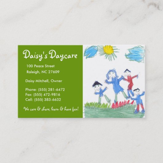 Daycare Green Grass Visitekaartje (Voorkant)