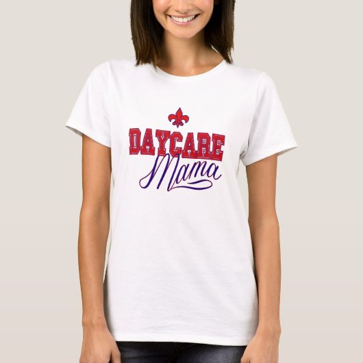Daycare Mama Red en Blue T-shirt (Voorkant)